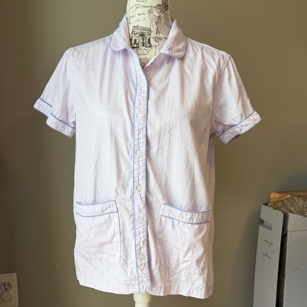 LAKE Pajama Top Button Front Short Sleeve